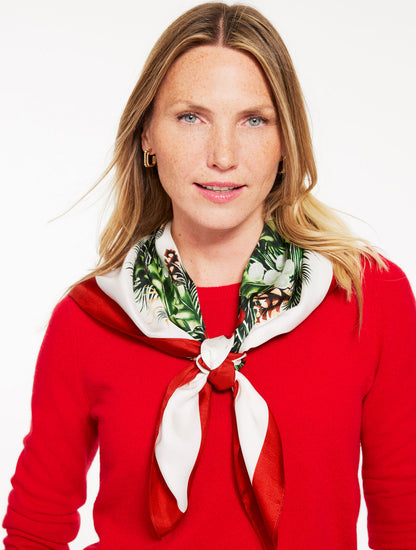 Talbots CHRISTMAS WREATH SILK SQUARE SCARF
