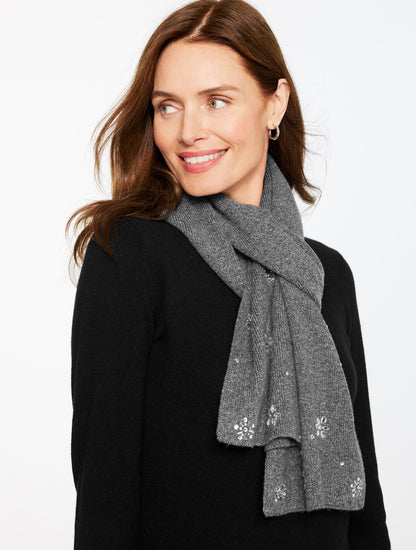 Talbots SNOWFLAKE EMBELLISHED SOFT KNIT SCARF