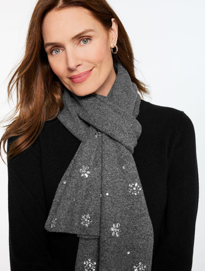 Talbots SNOWFLAKE EMBELLISHED SOFT KNIT SCARF