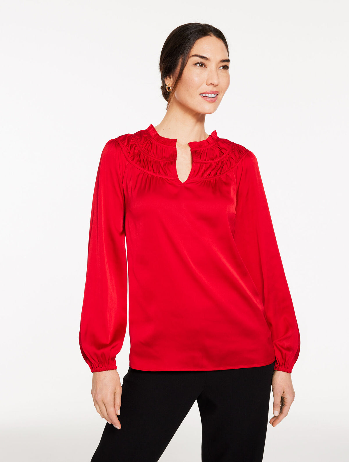 Talbots SOFT SATIN CHARMEUSE SHIRRED TOP
