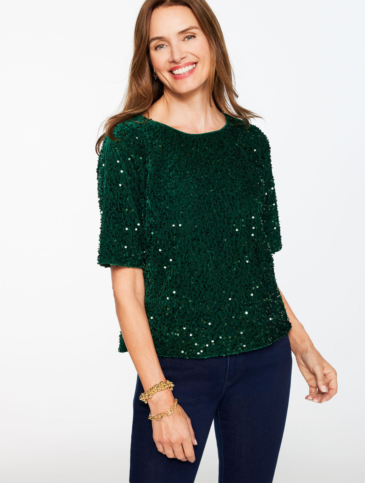 Talbots SEQUIN VELVET TOP