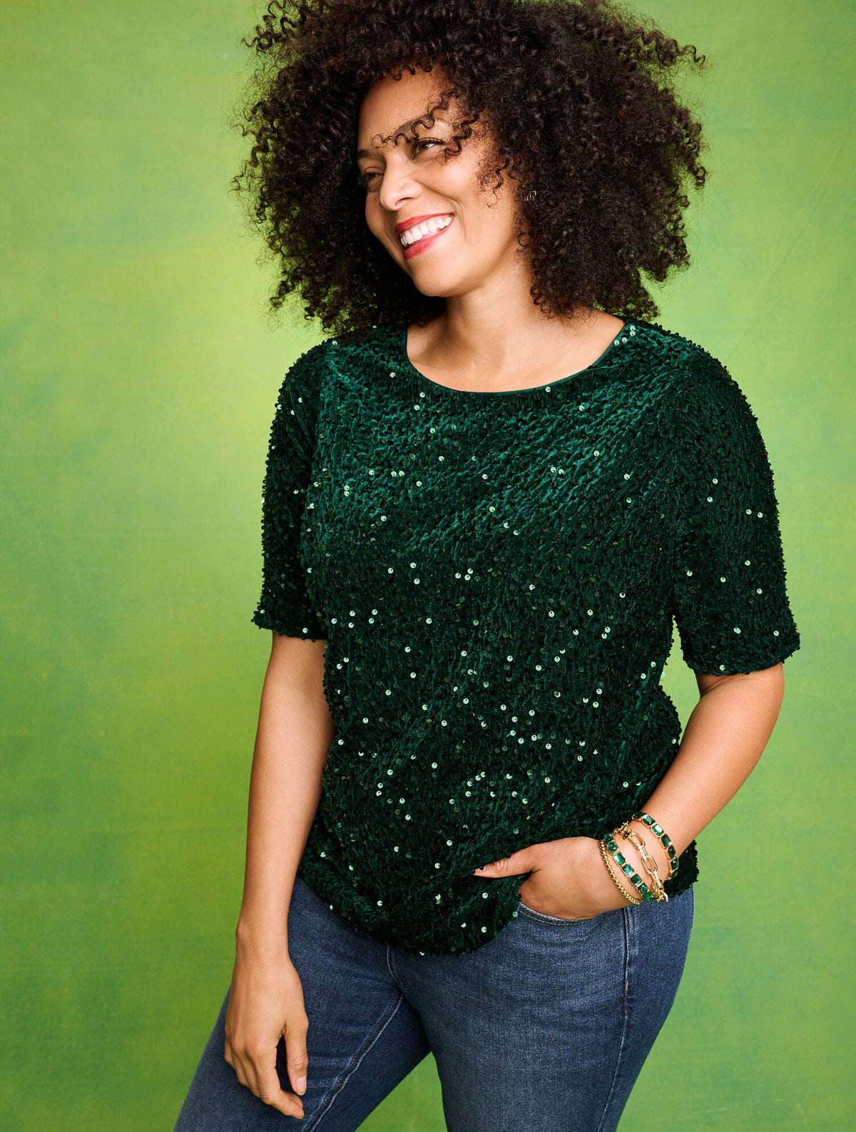 Talbots SEQUIN VELVET TOP