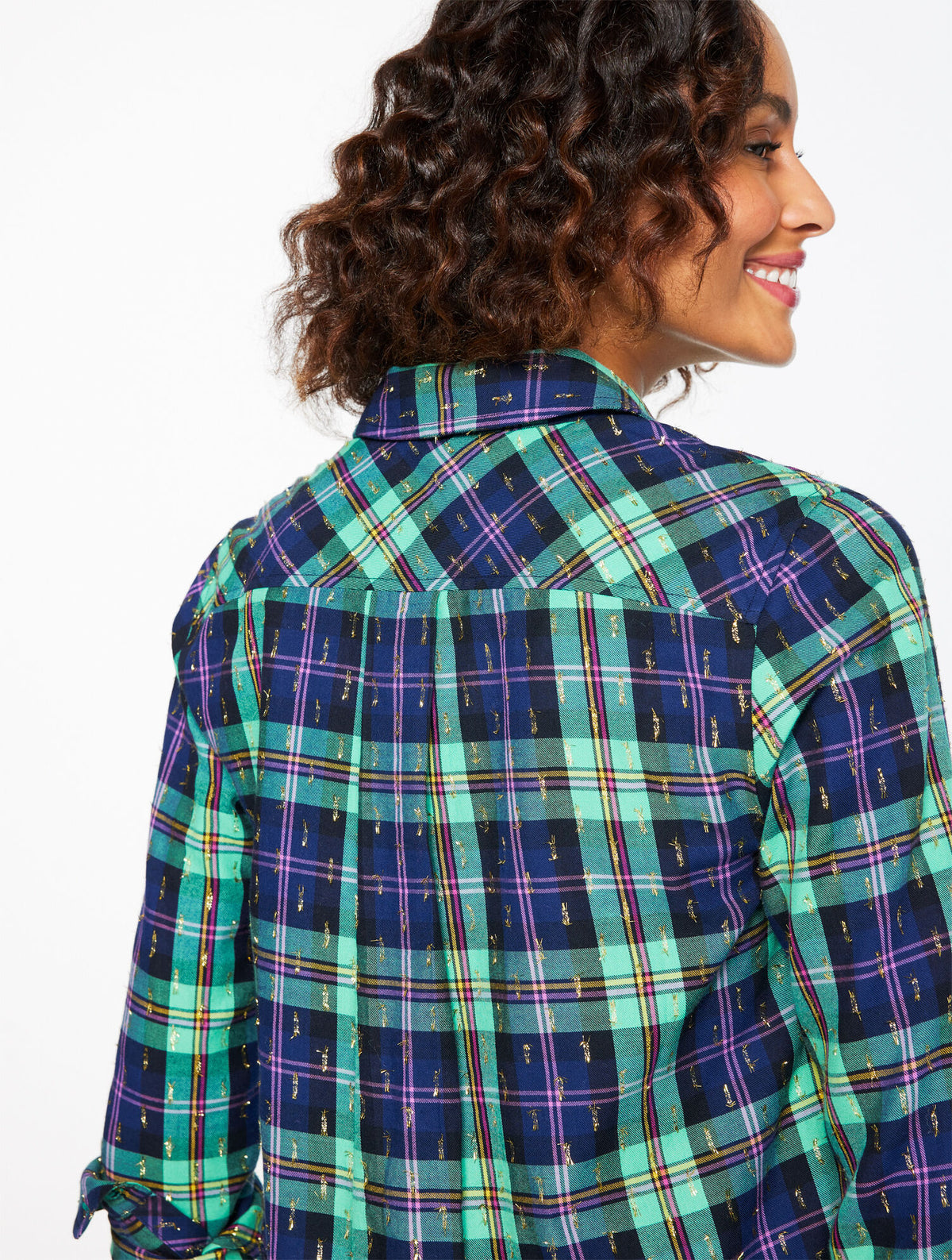 Talbots METALLIC MODERN CLASSIC SHIRT - CHEERFUL PLAID