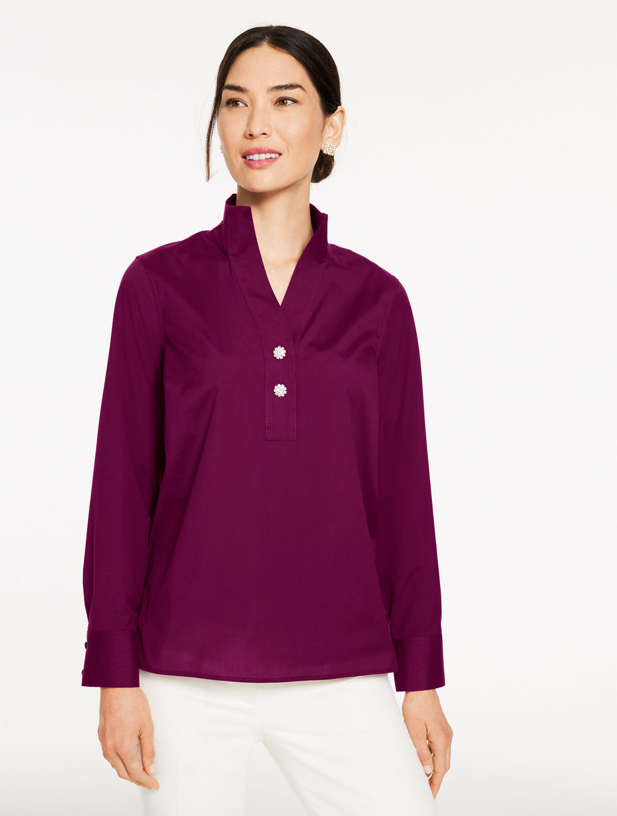Talbots RHINESTONE NON-IRON POPOVER
