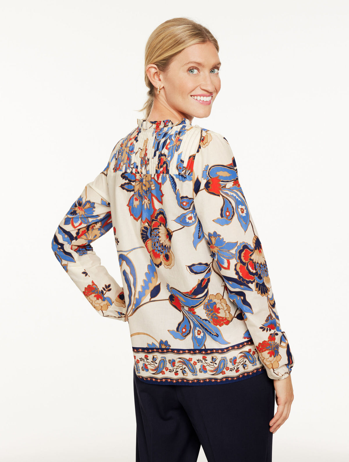 Talbots PINTUCK TOP - JACOBEAN FANTASIA