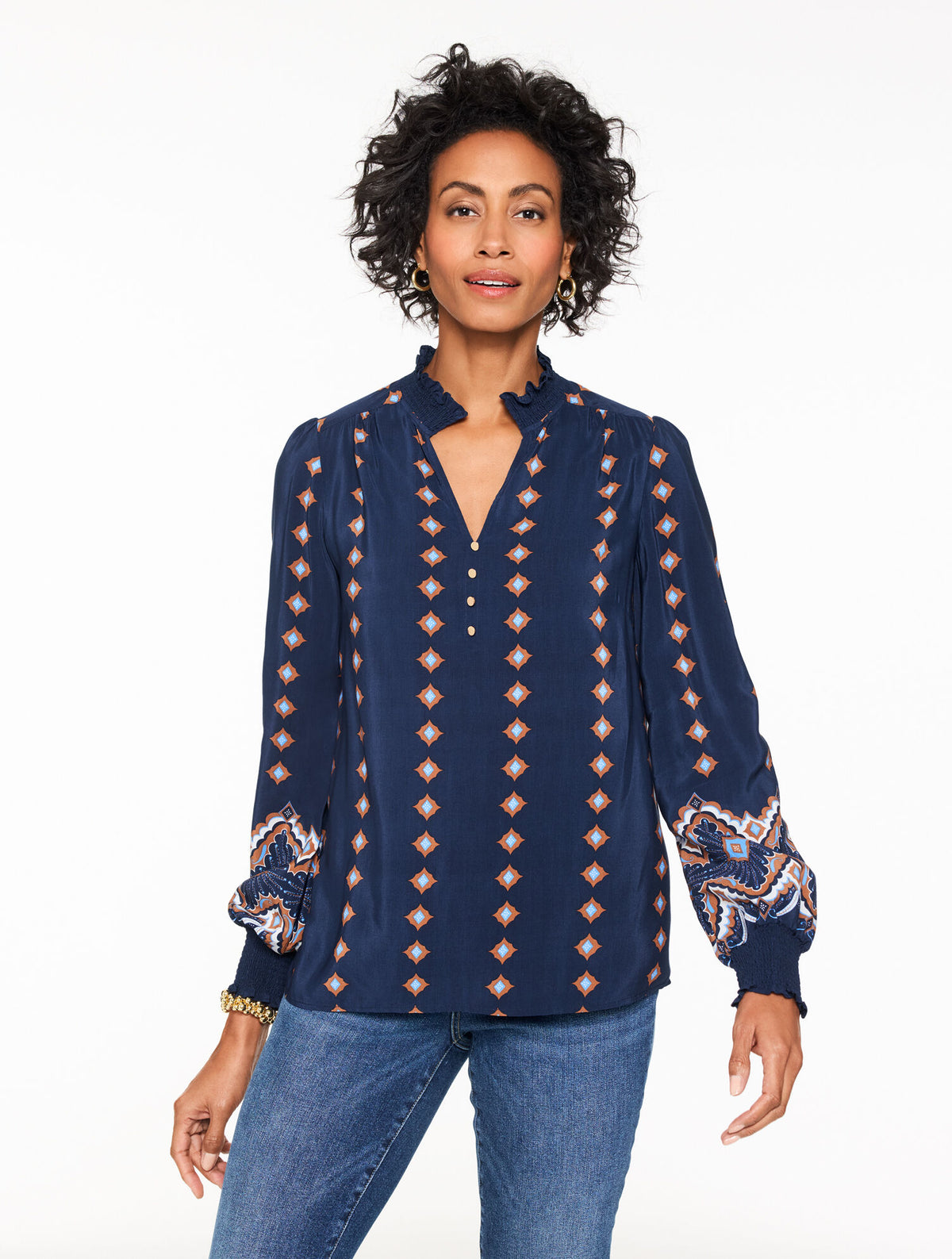 Talbots RUFFLE TOP - SCALLOP MEDALLION