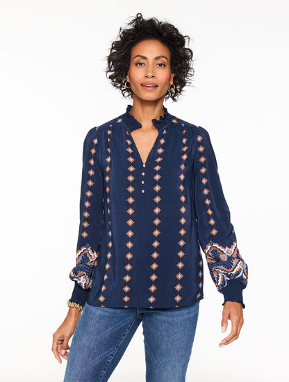 Talbots RUFFLE TOP - SCALLOP MEDALLION