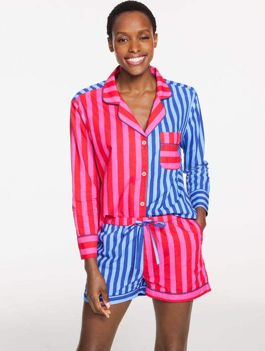 Talbots PRINTFRESH POPLIN SHORT PAJAMA SET - MIXED STRIPE
