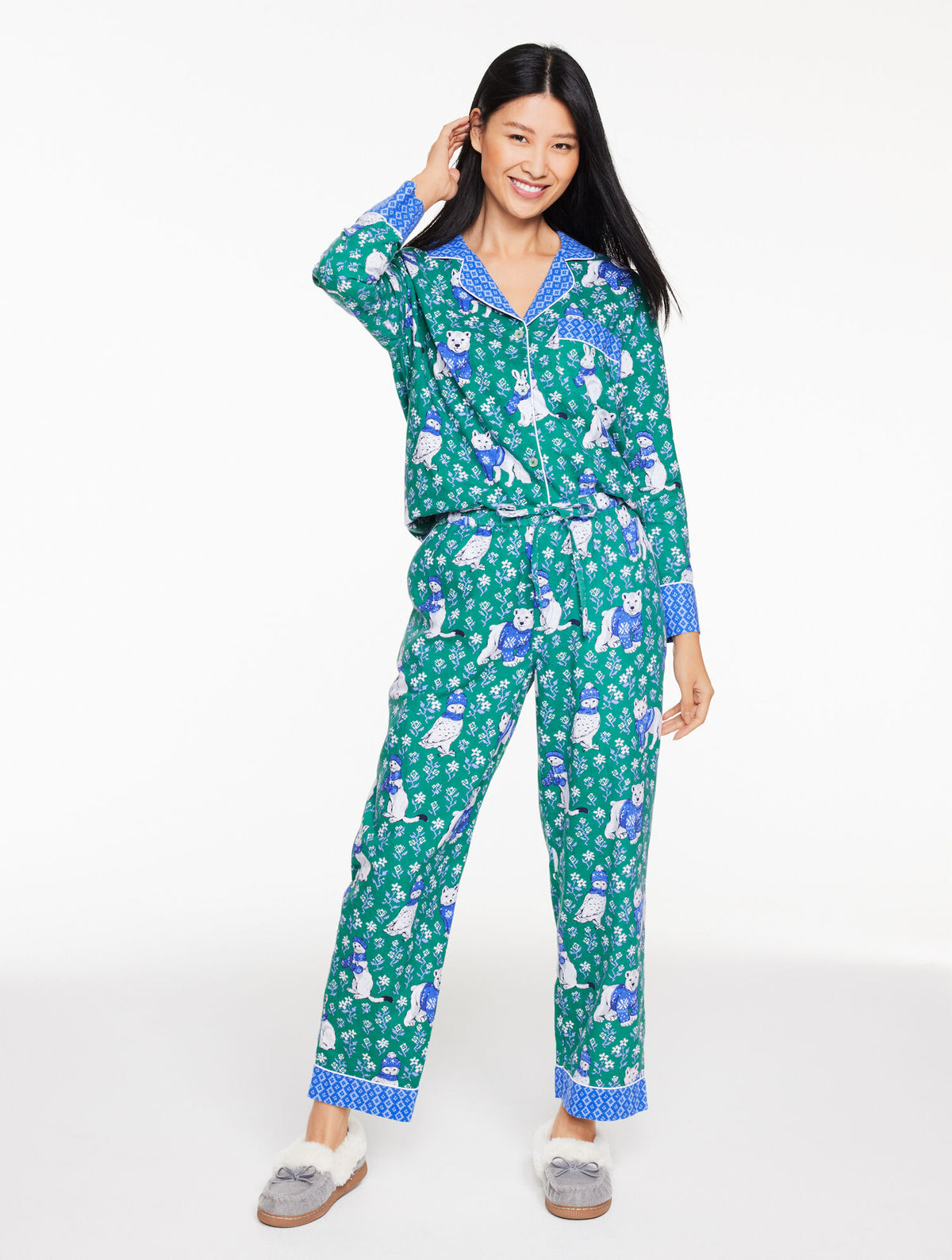 Talbots PRINTFRESH FLANNEL LONG PAJAMA SET - BUNDLED UP