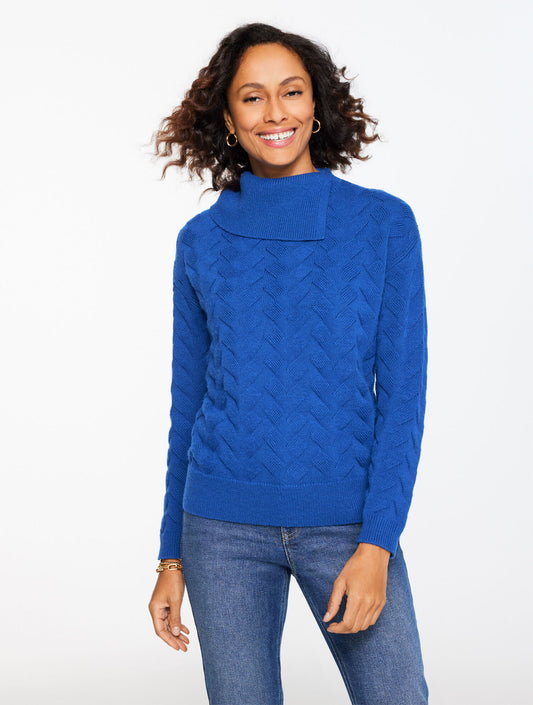 Talbots BASKETWEAVE SPLIT NECK SWEATER