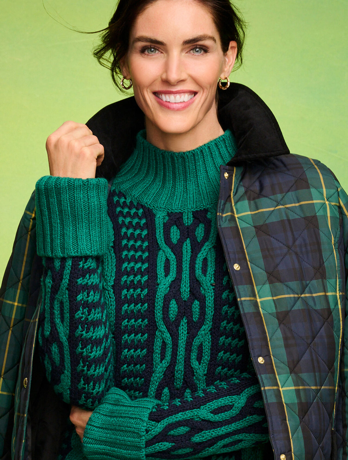 Talbots BICOLOR CABLE MOCKNECK SWEATER