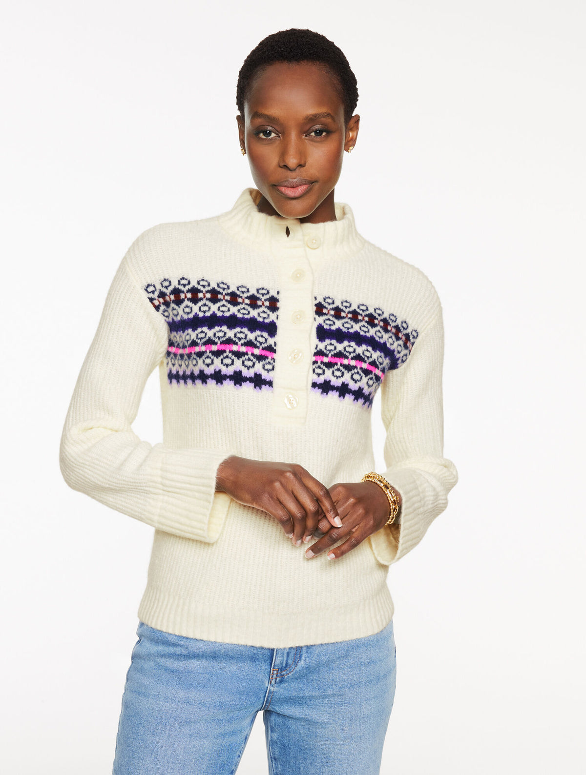 Talbots SHAKER HENLEY PULLOVER - FAIR ISLE