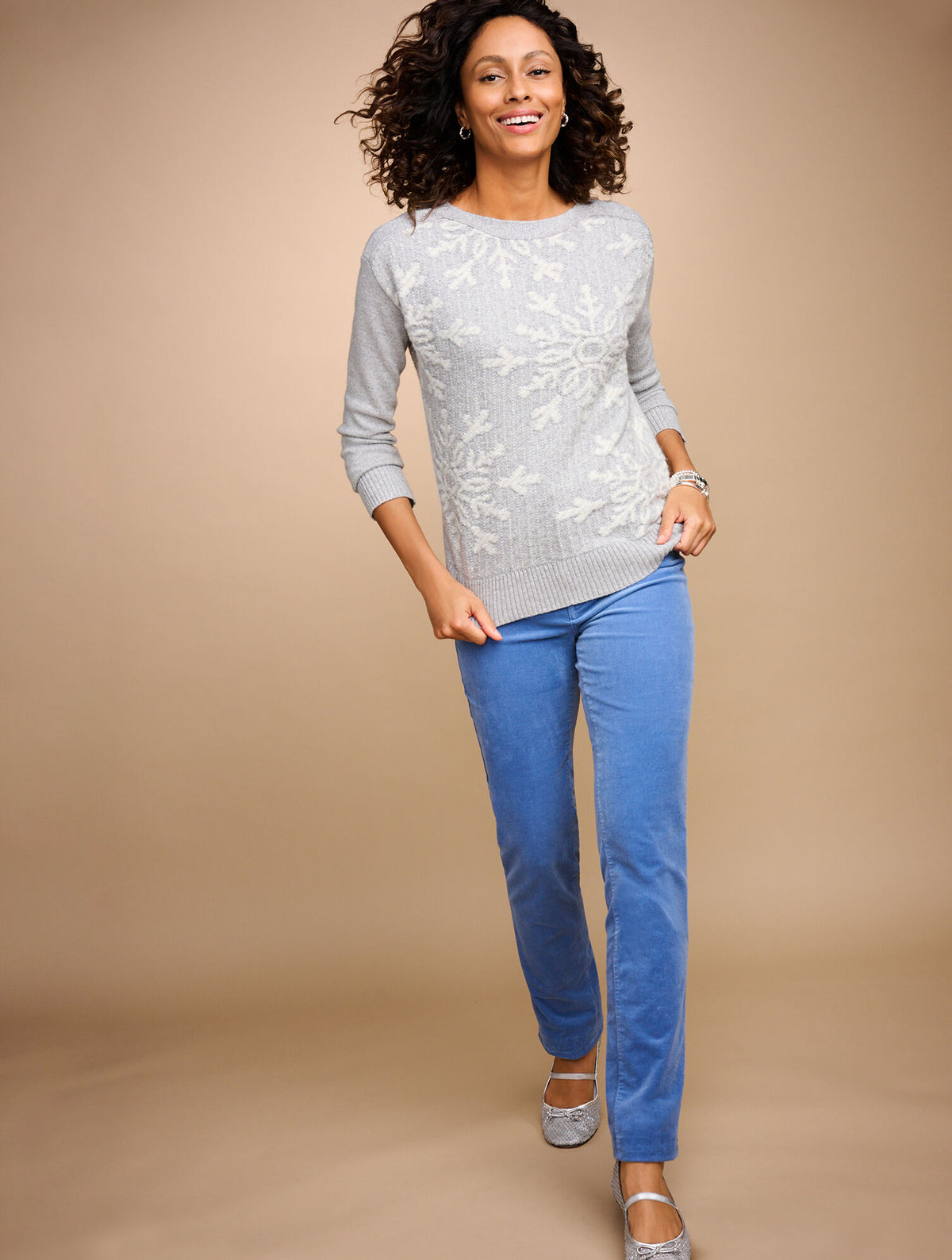 Talbots BATEAU NECK PULLOVER - SPARKLE SNOWFLAKE