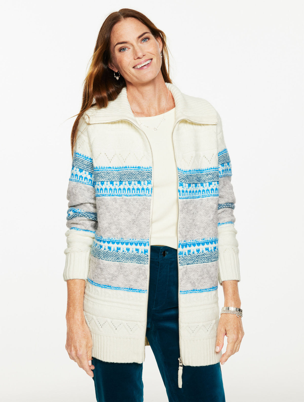 Talbots MOCKNECK FULL-ZIP CARDIGAN - FAIR ISLE