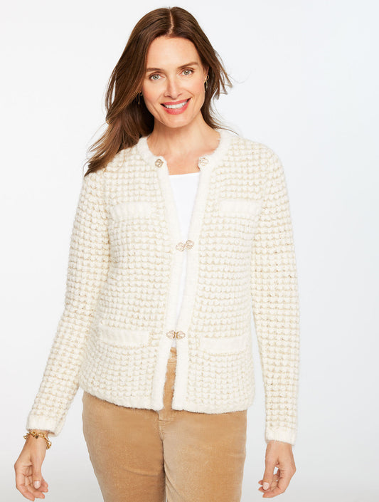 Talbots TEXTURED METALLIC CREWNECK CARDIGAN