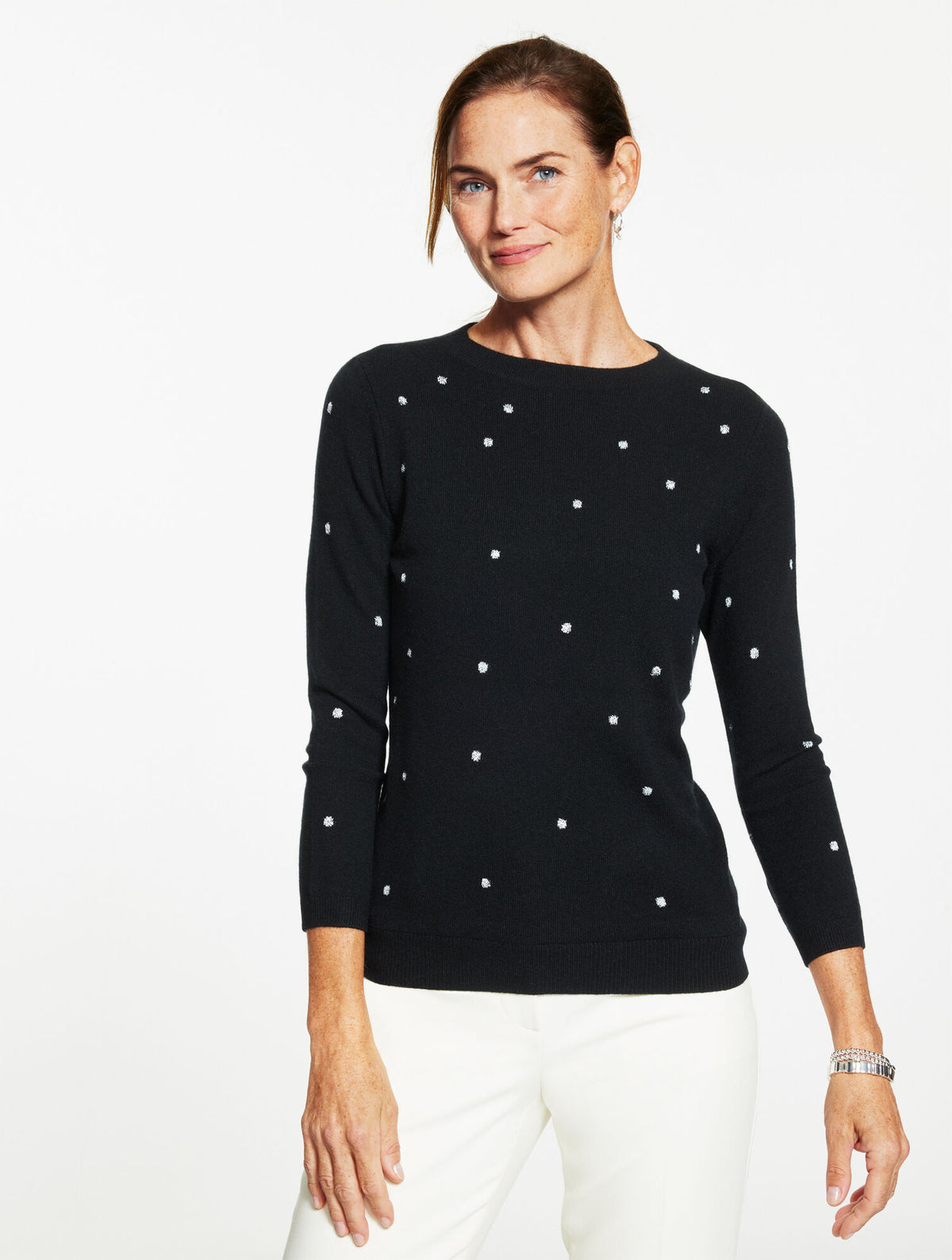 Talbots AUDREY CASHMERE SWEATER - METALLIC DOT