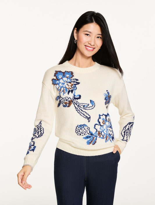 Talbots JACOBEAN JACQUARD CREWNECK SWEATER