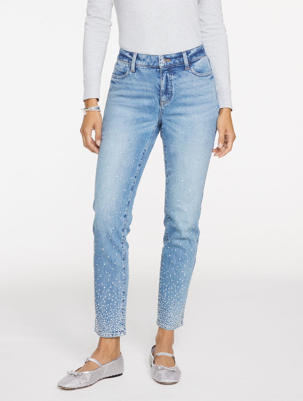 Talbots SLIM ANKLE RHINESTONE JEANS - AVALON WASH