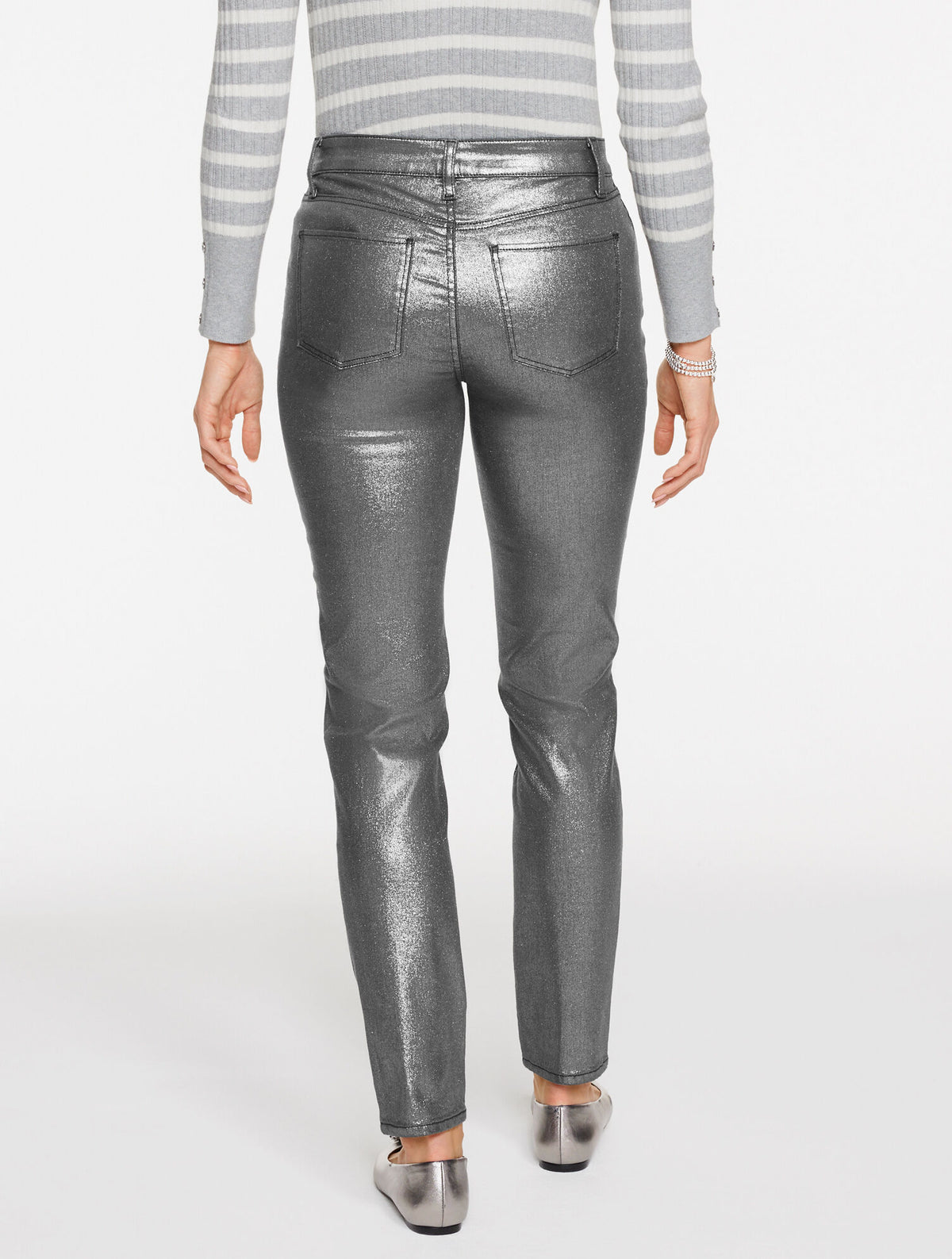 Talbots SLIM ANKLE JEANS - PEWTER FOIL