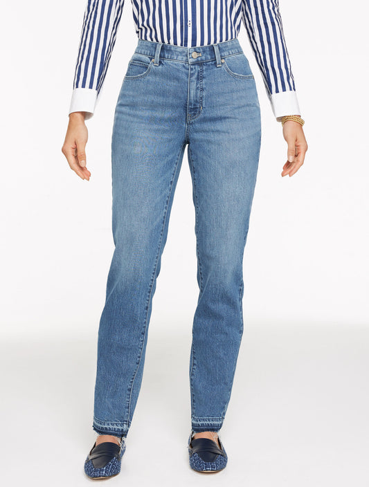 Talbots STRAIGHT LEG DROP HEM JEANS - MESEROLE WASH - CURVY FIT