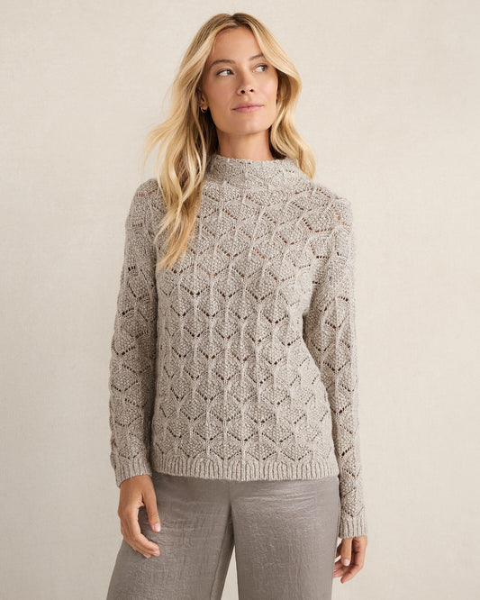 Talbots LUREX BLEND POINTELLE CREWNECK SWEATER