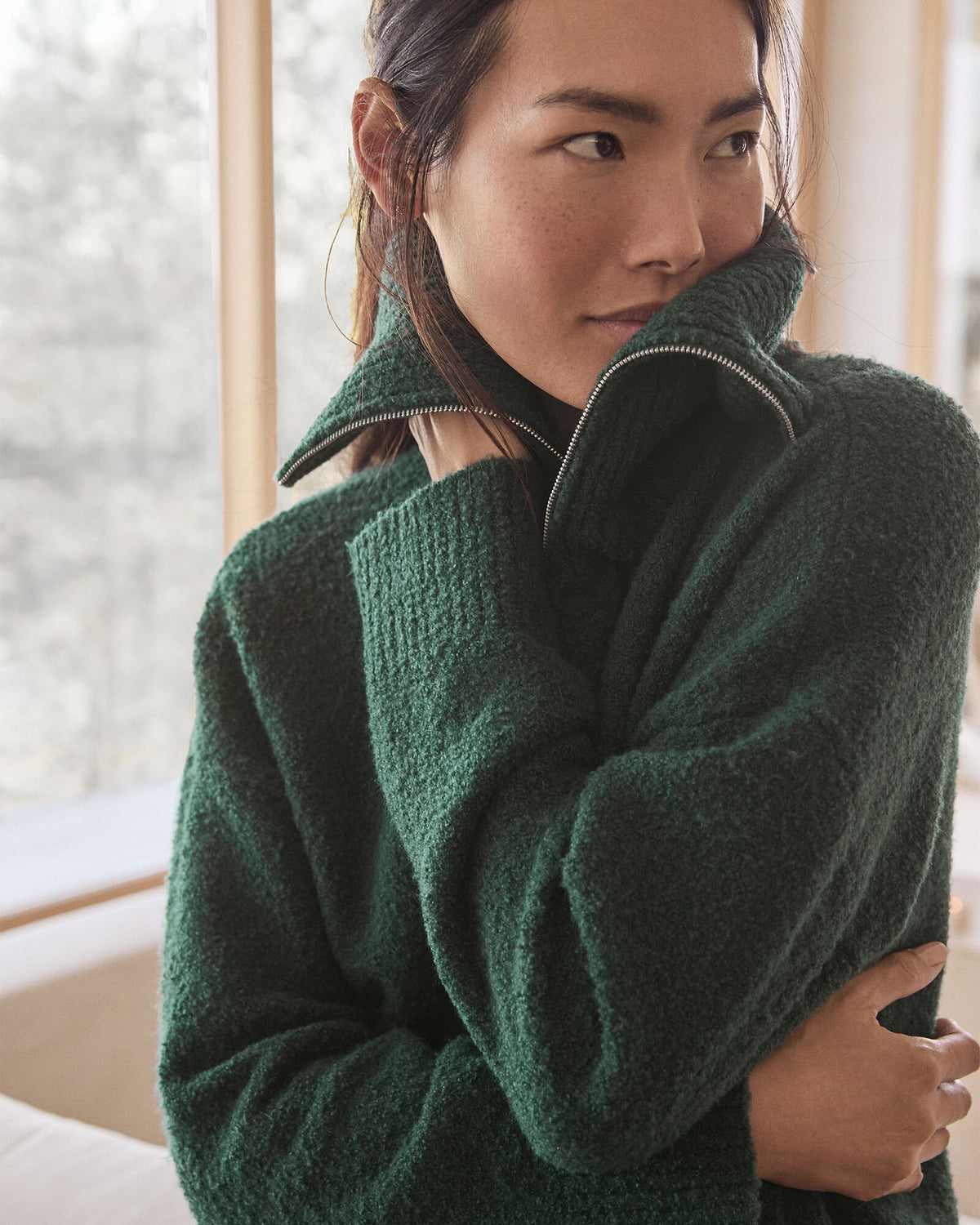 Talbots BOUCLE HALF-ZIP PULLOVER