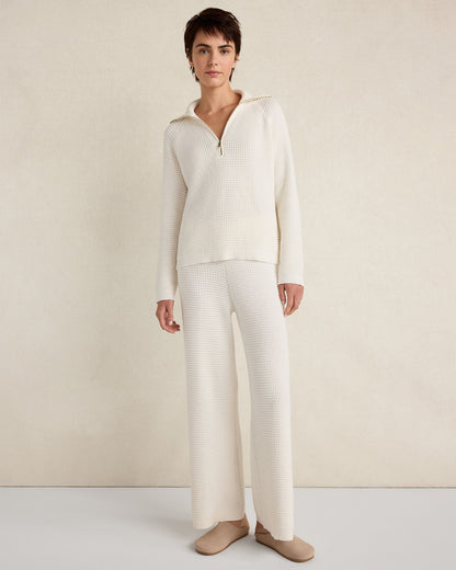 Talbots ORGANIC COTTON CASHMERE WAFFLE WIDE LEG PANTS