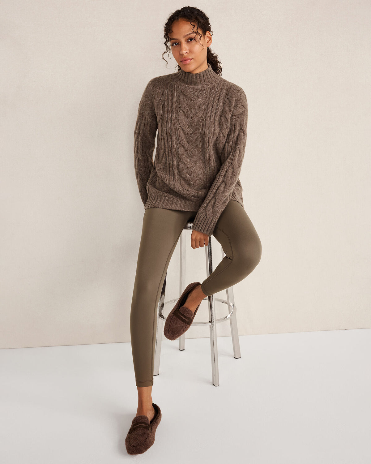 Talbots CASHMERE CABLE MOCKNECK SWEATER