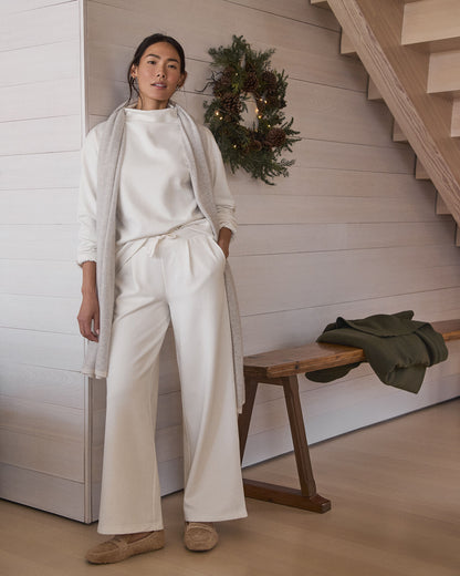 Talbots SOFT-BRUSHED FLEECE WIDE LEG PANTS