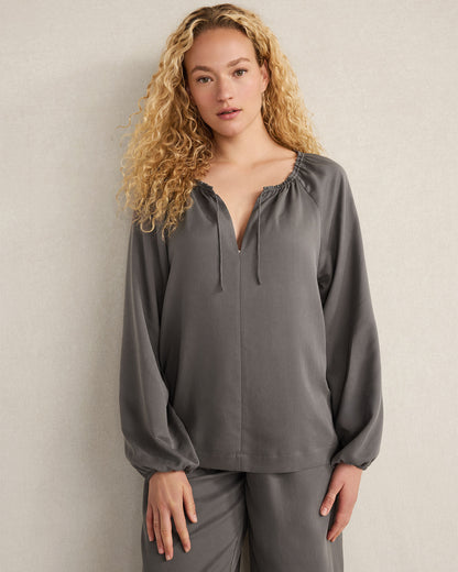 Talbots WASHED SPLIT NECK TOP
