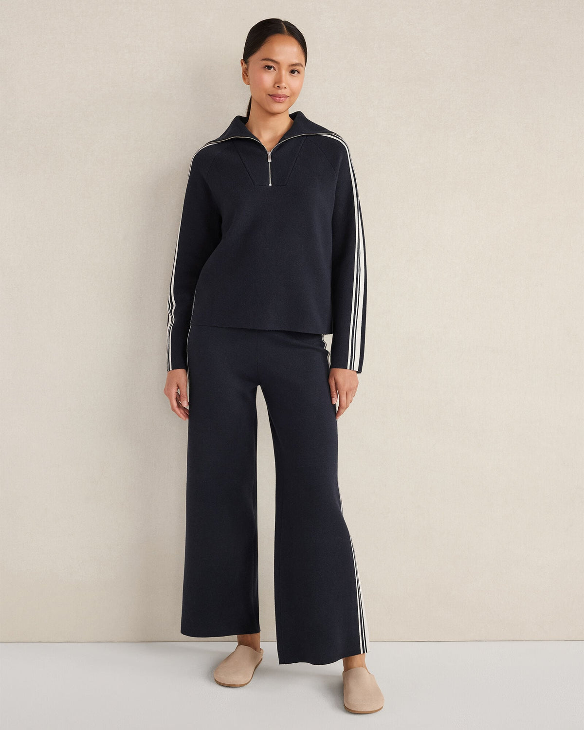 Talbots SPORTY STRIPE HALF-ZIP PULLOVER
