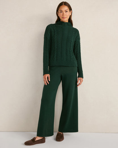 Talbots ORGANIC COTTON CABLE MOCKNECK SWEATER