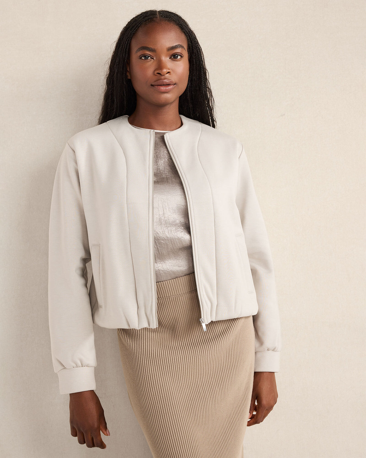 Talbots SOFT-BRUSHED FLEECE BUBBLE BOMBER