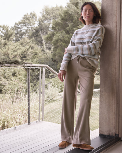 Talbots WOOL BLEND CABLE STRIPE CREWNECK SWEATER
