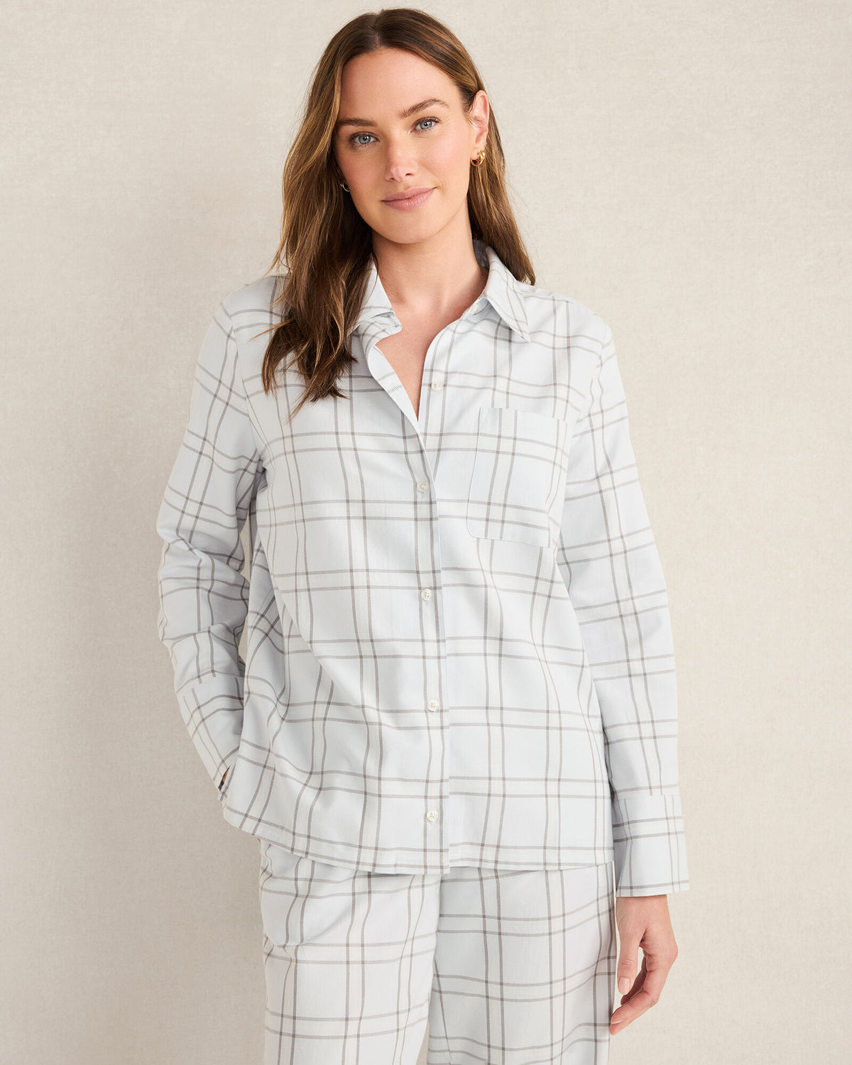 Talbots LIGHTWEIGHT FLANNEL WINDOWPANE PAJAMA TOP