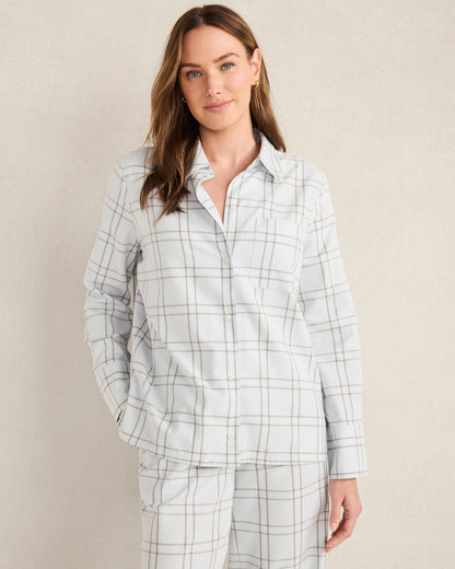 Talbots LIGHTWEIGHT FLANNEL WINDOWPANE PAJAMA TOP