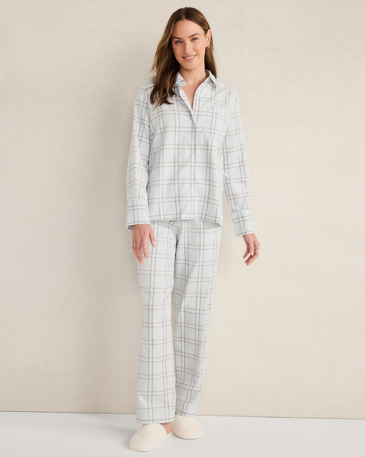 Talbots LIGHTWEIGHT FLANNEL WINDOWPANE PAJAMA TOP