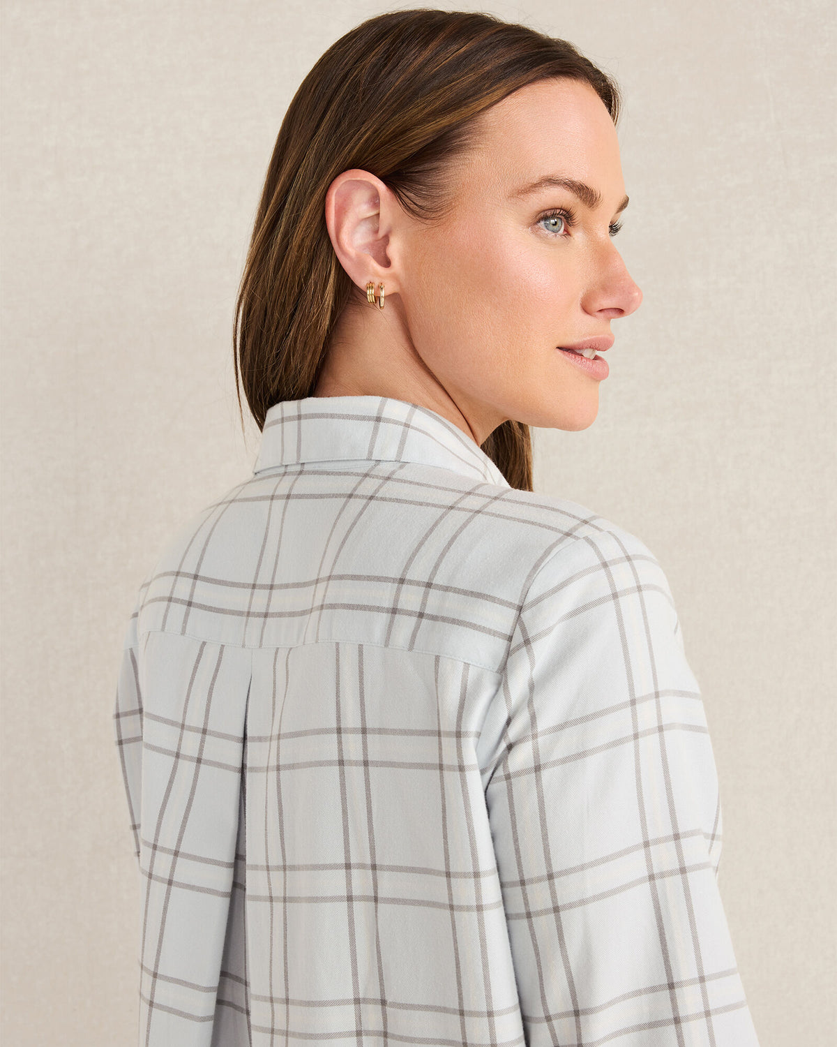 Talbots LIGHTWEIGHT FLANNEL WINDOWPANE PAJAMA TOP