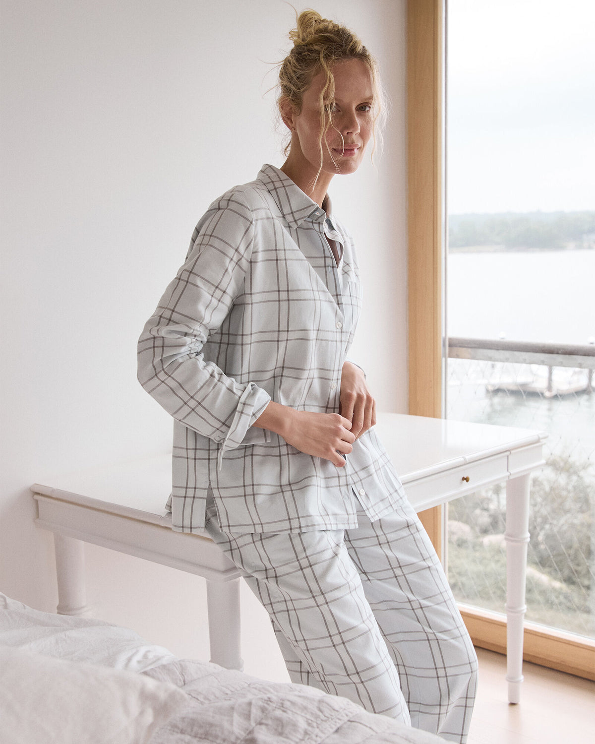 Talbots LIGHTWEIGHT FLANNEL WINDOWPANE PAJAMA TOP