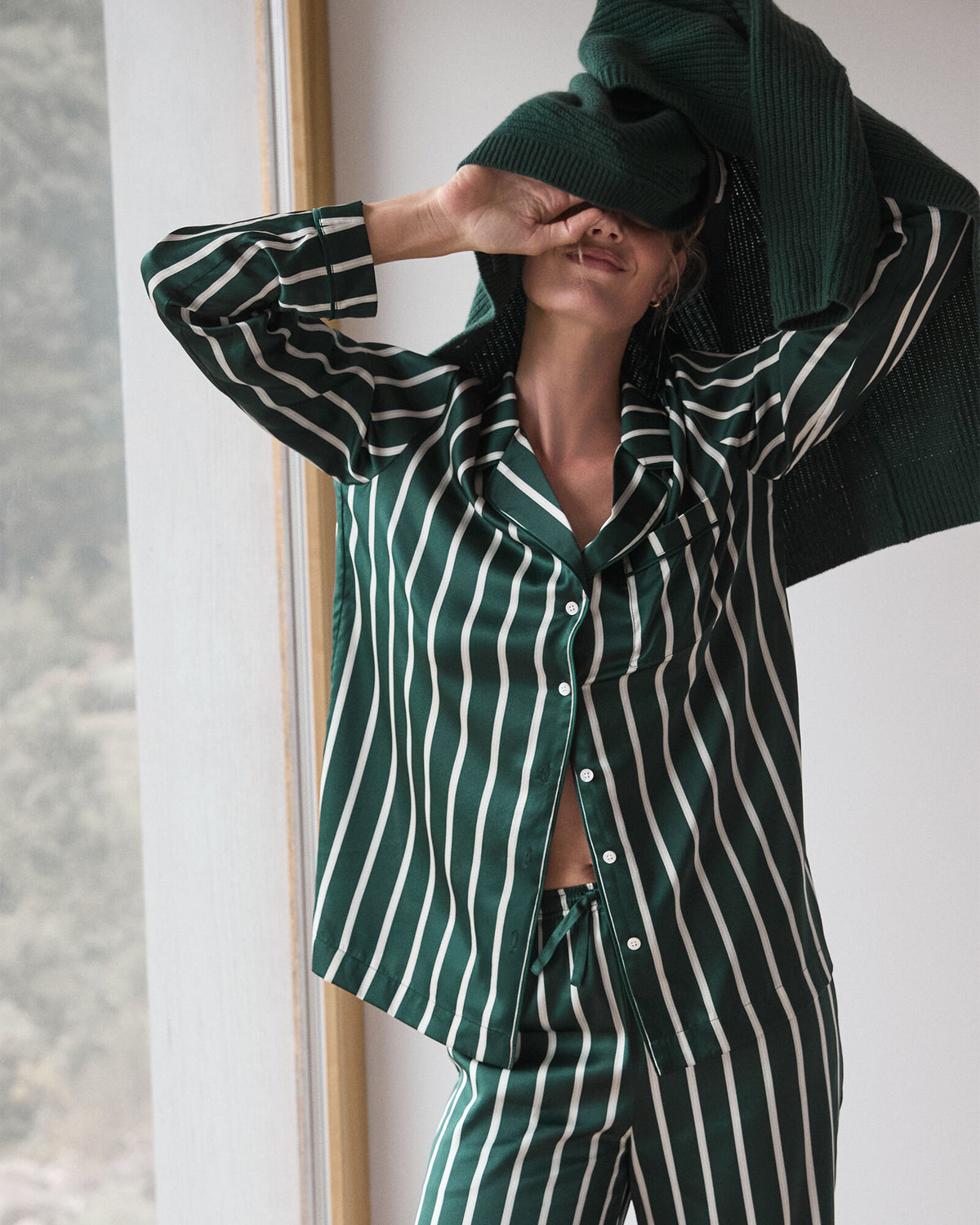 Talbots WASHABLE SILK PINSTRIPE PAJAMA TOP