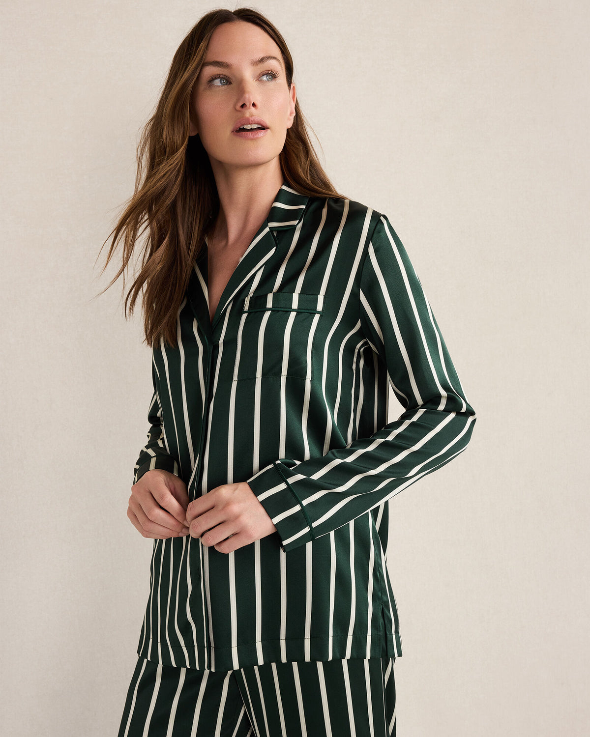 Talbots WASHABLE SILK PINSTRIPE PAJAMA TOP
