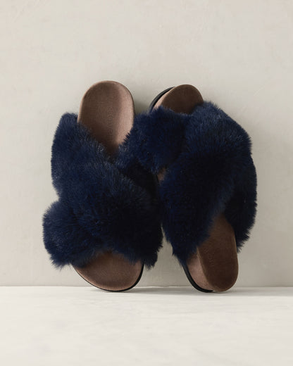 Talbots FAUX FUR CRISS CROSS MOLDED SLIPPERS