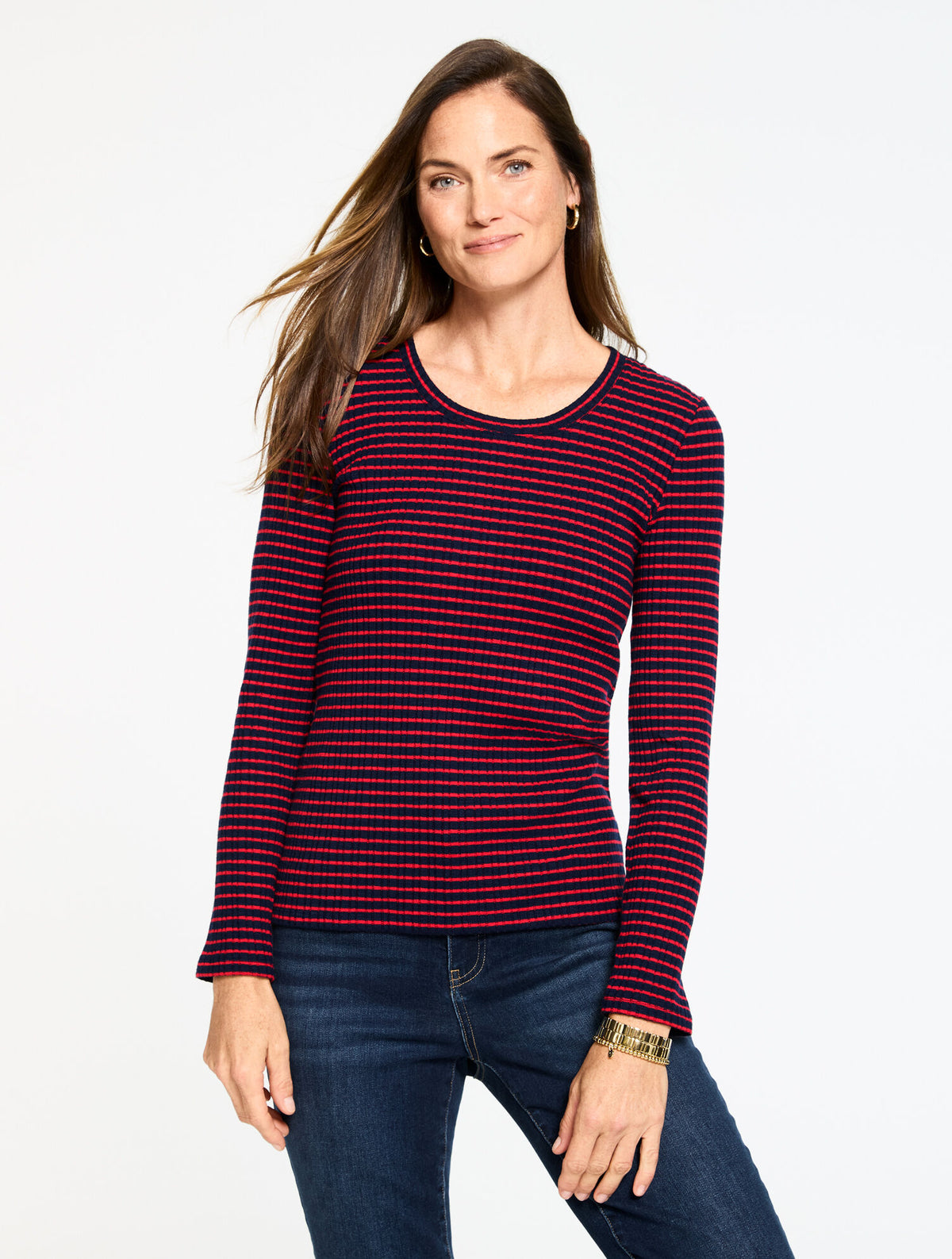 Talbots SCOOP NECK TOP - VERONICA STRIPE