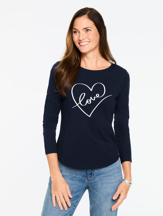 Talbots LONG SLEEVE CREWNECK TEE - LOVE HEART