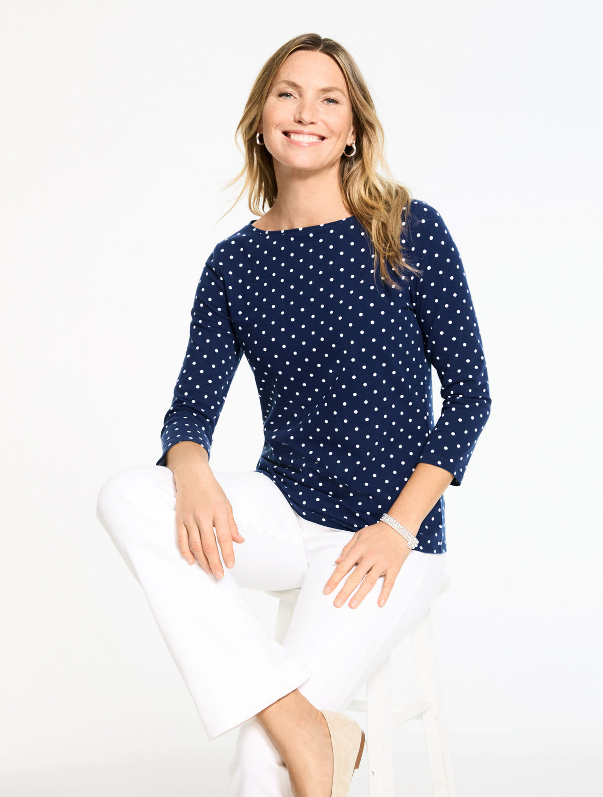 Talbots BATEAU NECK TEE - GARDEN DOT
