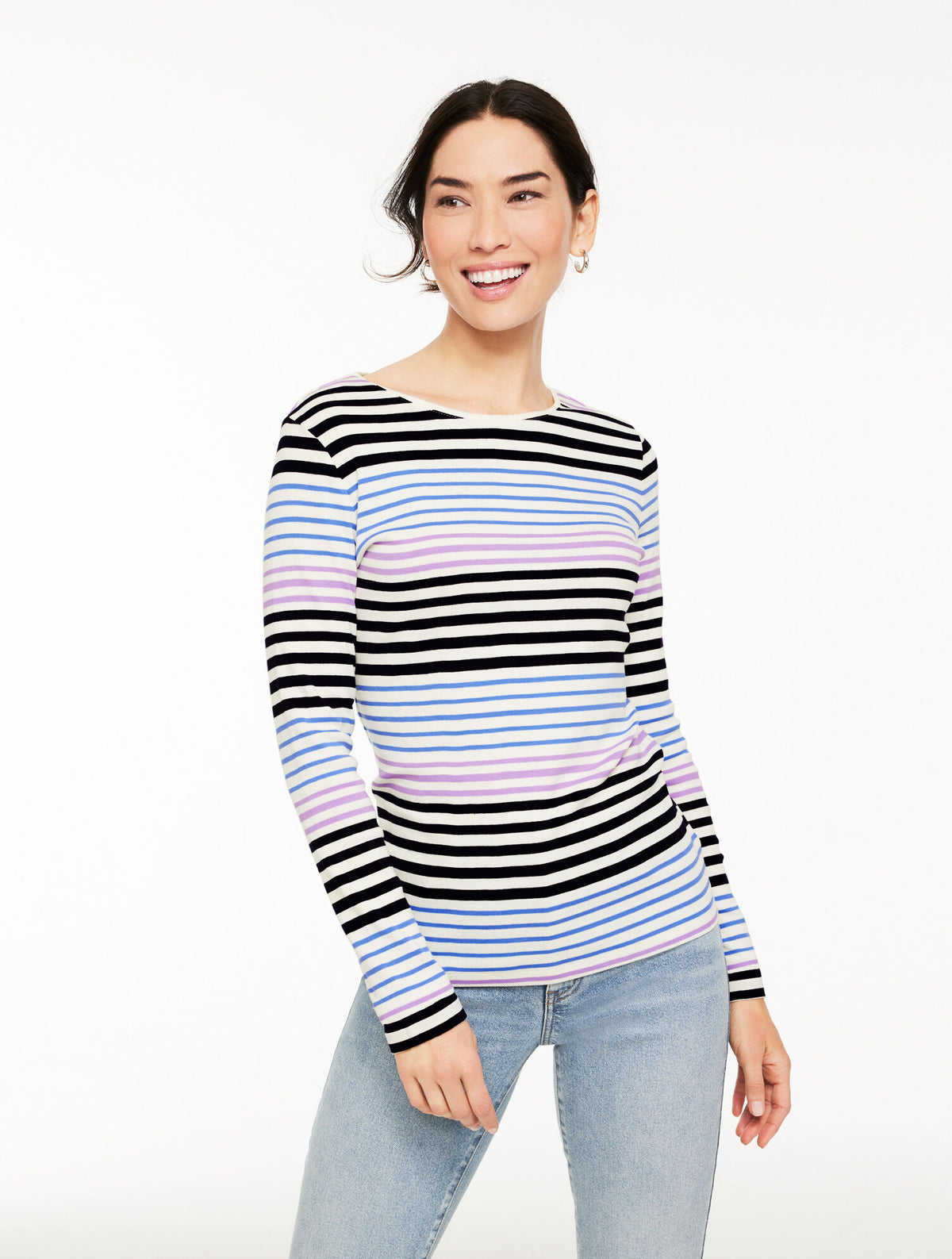 Talbots LONG SLEEVE CREWNECK TEE - KRISTY STRIPE