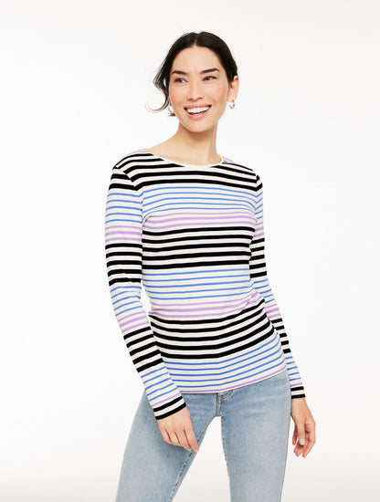 Talbots LONG SLEEVE CREWNECK TEE - KRISTY STRIPE