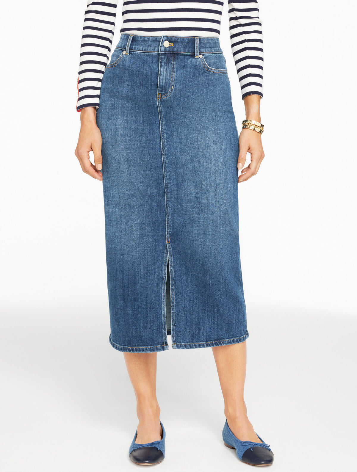 Talbots DENIM MIDI SKIRT - MIRAMAR WASH