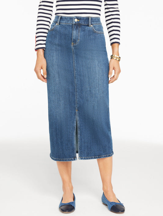 Talbots DENIM MIDI SKIRT - MIRAMAR WASH