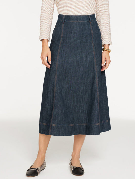 Talbots DENIM FIT & FLARE SKIRT - SAUSALITO WASH
